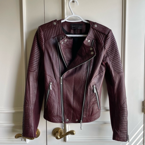 Burgundy Genuine Leather Jacket - Picture 4 of 5